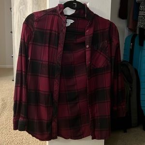 Maroon/burgundy and black flannel